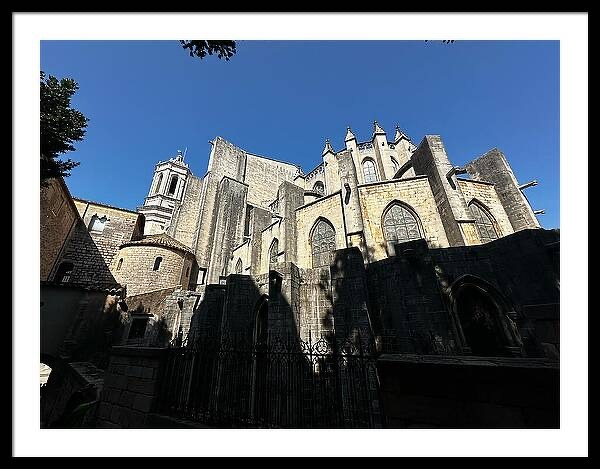Girona cathedral gothic buttresses and medieval stone architecture in catalonia spain fine art print travel essayist